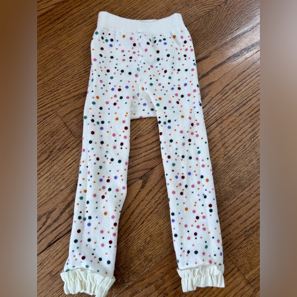 RuffleButts white confetti polka dot leggings tights ruffles  12-24 months